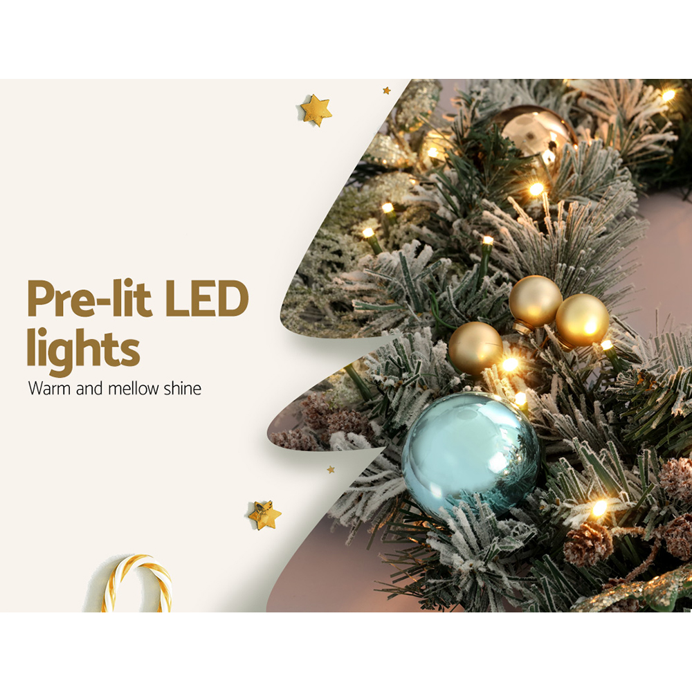 Jingle Jollys 2.7m Christmas Garland with LED Lights Snowy Decoration Xmas Party view 6