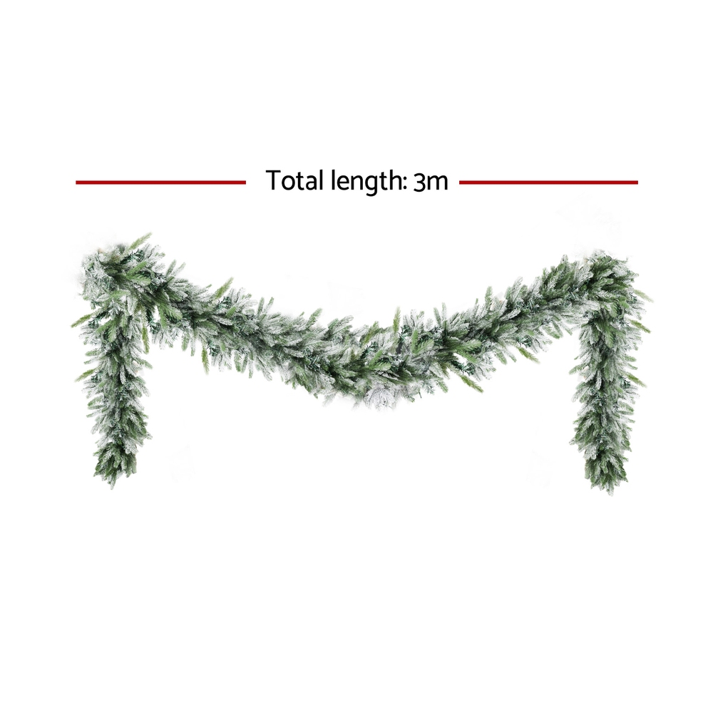 Jingle Jollys 3M Christmas Garland Pre-lit LED Lights Snow Frosted Tips Decor view 2