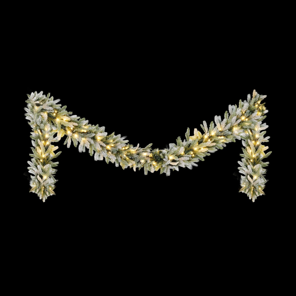 Jingle Jollys 3M Christmas Garland Pre-lit LED Lights Snow Frosted Tips Decor view 3