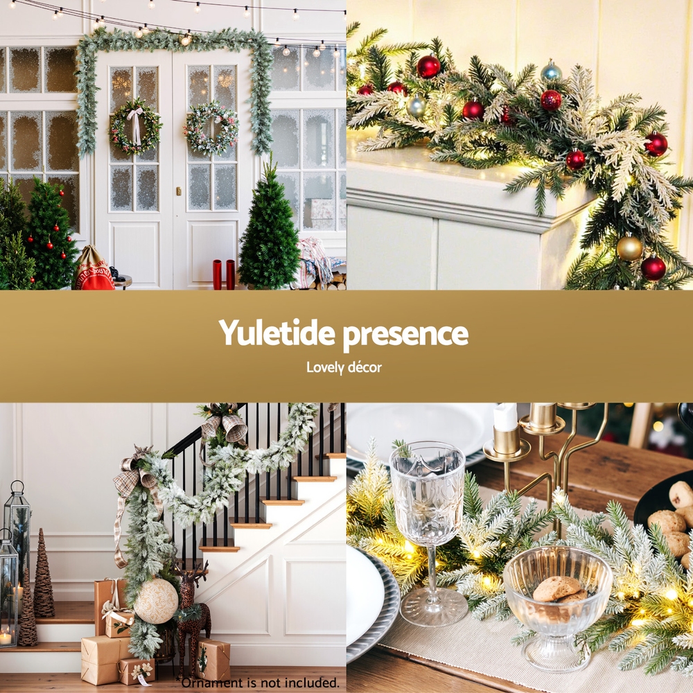 Jingle Jollys 3M Christmas Garland Pre-lit LED Lights Snow Frosted Tips Decor view 5