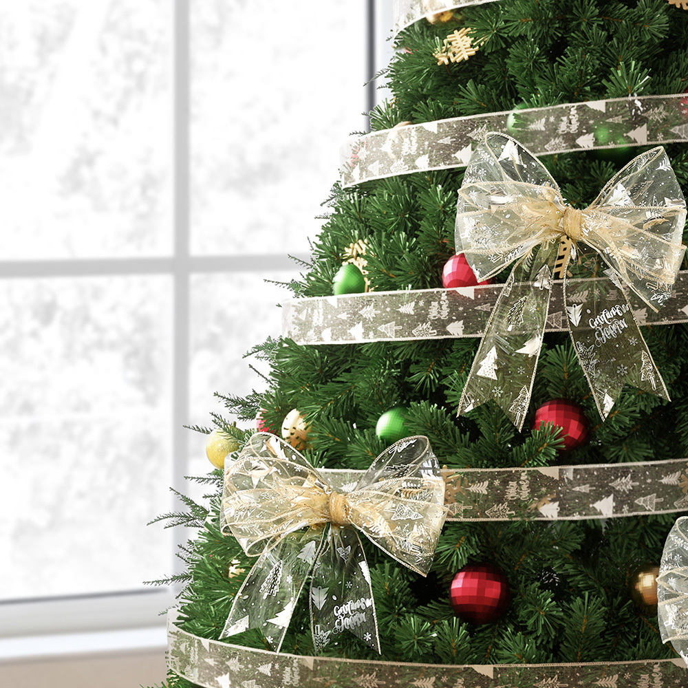 Jingle Jollys 20M Christmas Ribbon Roll Bow Printed Xmas Tree Decor Gift Gold view 7