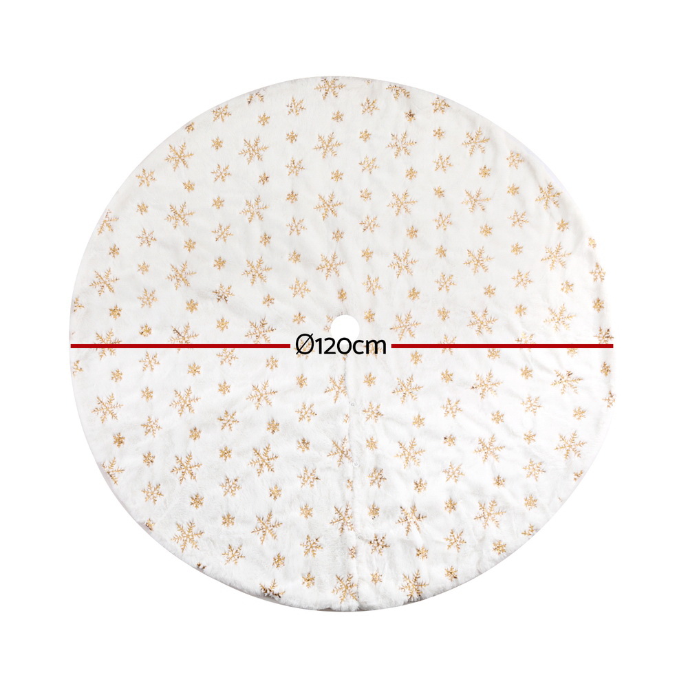 Jingle Jollys Christmas Tree Skirt 120cm Snowflake Ornaments Xmas Decorations view 2