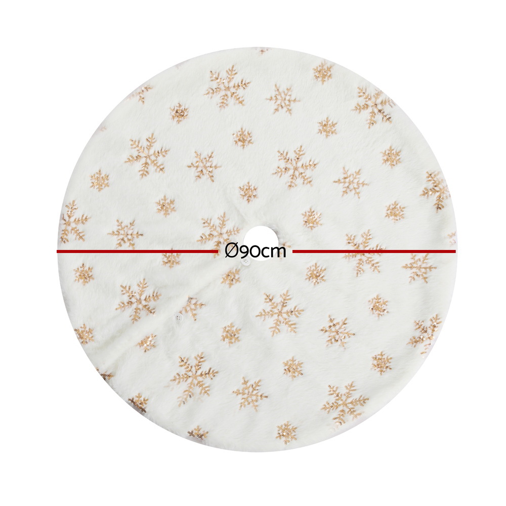 Jingle Jollys Christmas Tree Skirt 90cm Snowflake Ornaments Xmas Decorations view 2