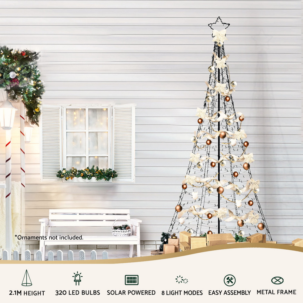 Jingle Jollys Solar Christmas Tree 2.1m 320 LED Net Lights Xmas Trees Decoration view 4