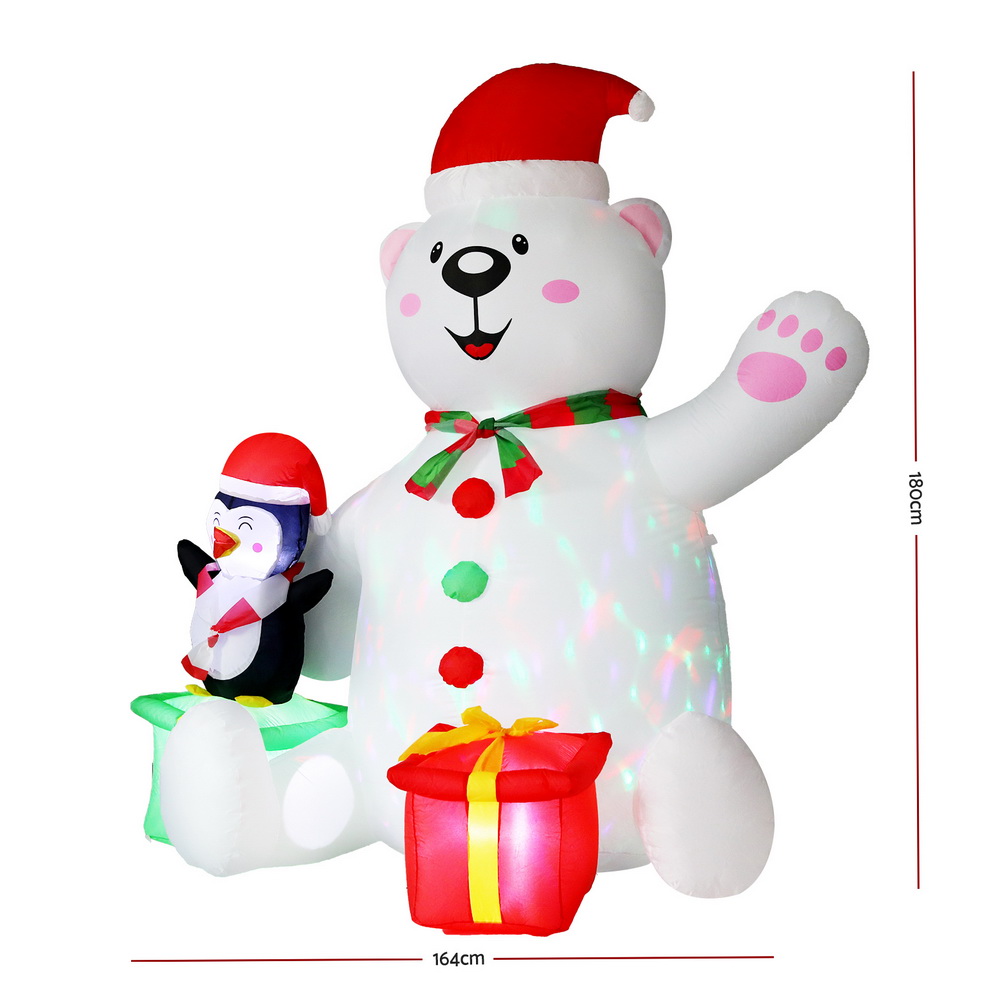 Jingle Jollys Christmas Inflatable Bear 1.8M Height LED Outdoor Decorations view 3