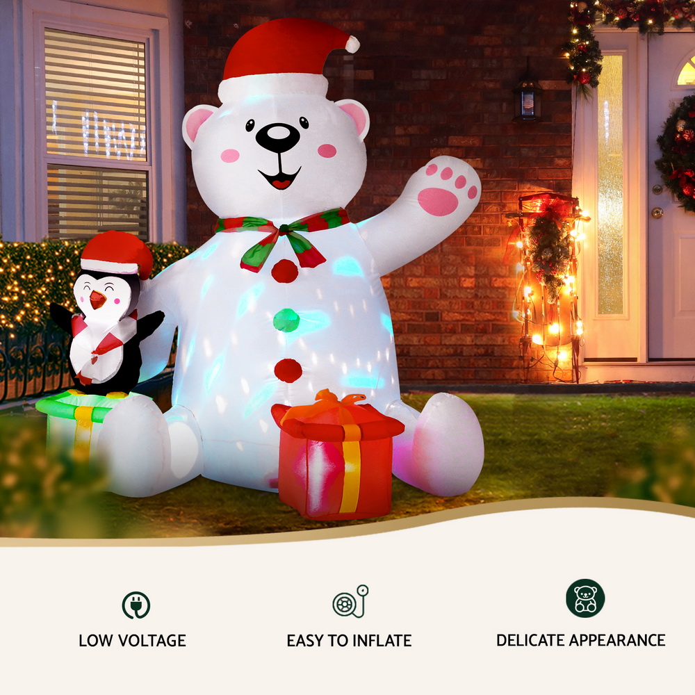Jingle Jollys Christmas Inflatable Bear 1.8M Height LED Outdoor Decorations view 5