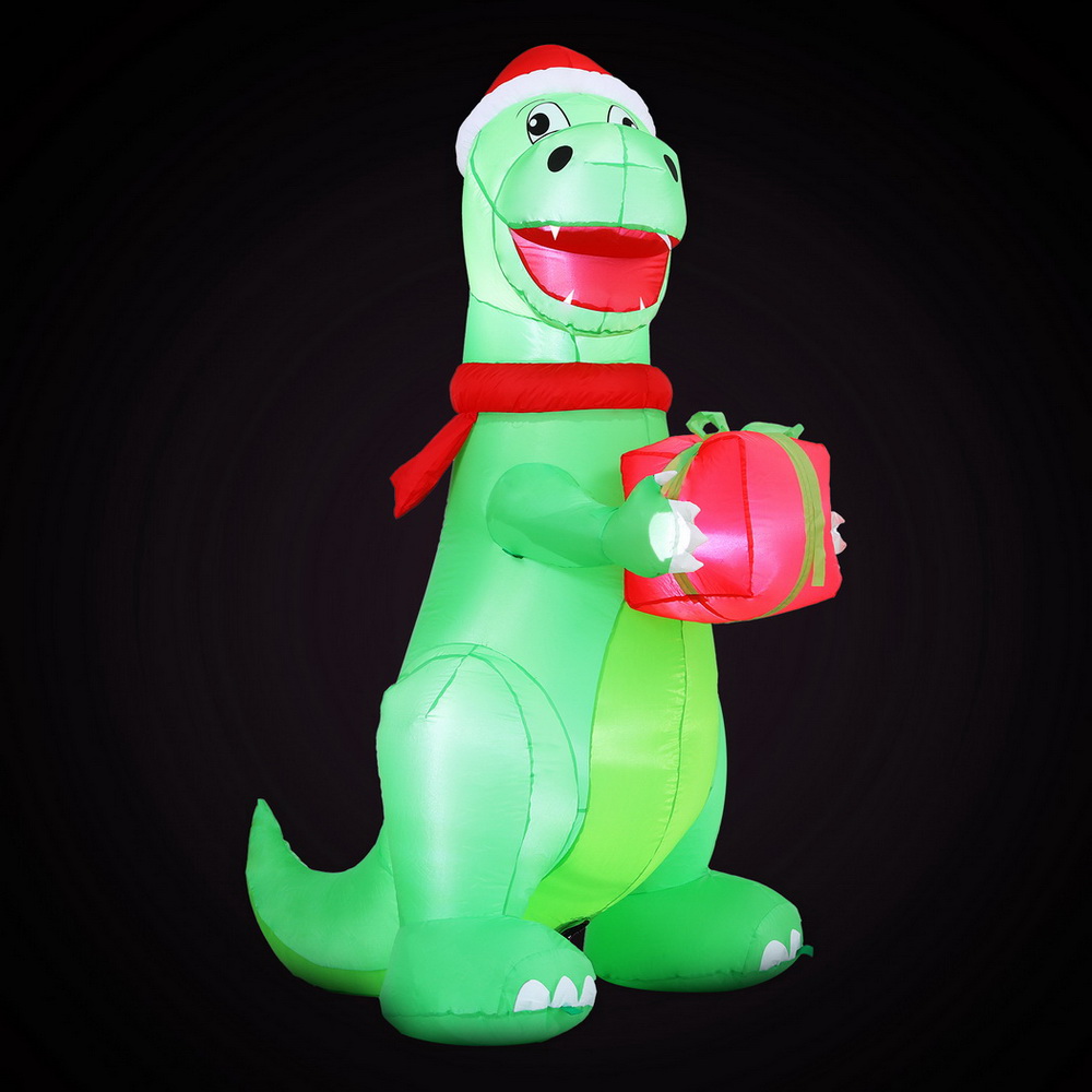 Jingle Jollys Christmas Inflatable Dinosaur 1.8M Height LED Decorations view 3