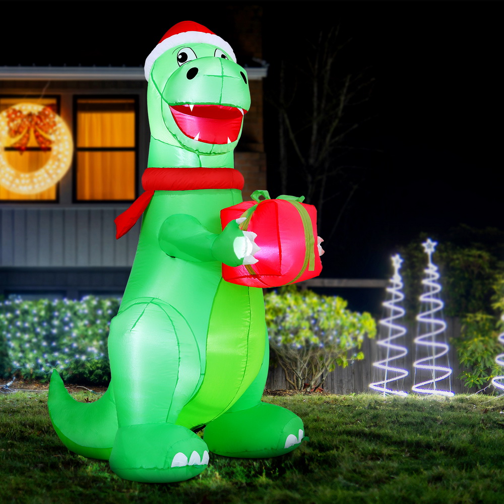 Jingle Jollys Christmas Inflatable Dinosaur 1.8M Height LED Decorations view 7