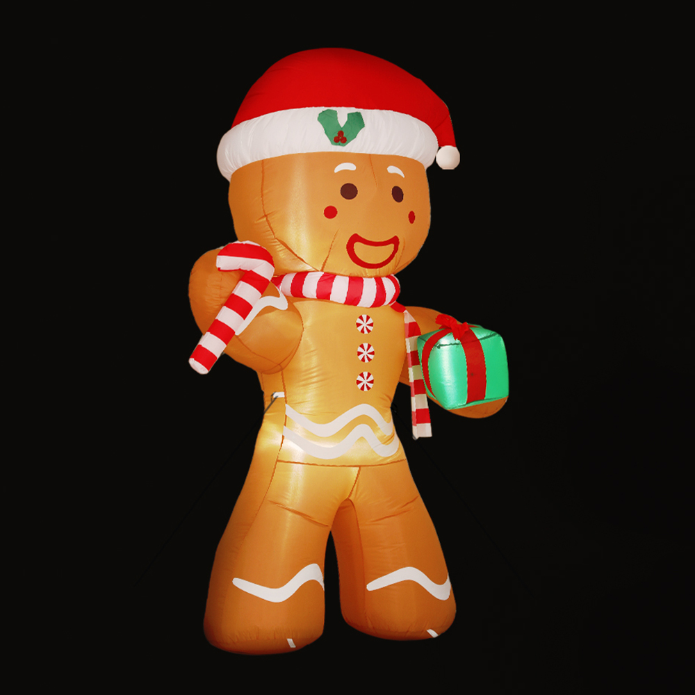 Jingle Jollys Christmas Inflatable Gingerbread Man 2.4M Illuminated Decorations — image 1