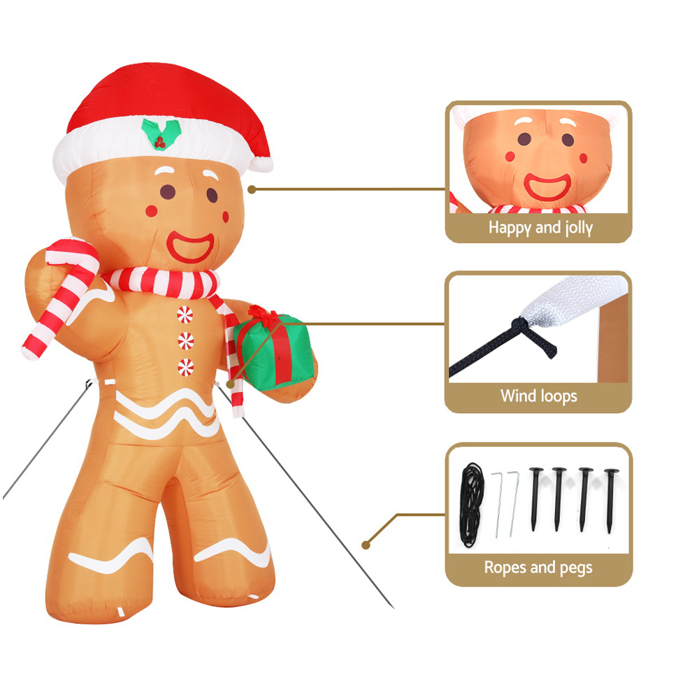 Jingle Jollys Christmas Inflatable Gingerbread Man 2.4M Illuminated Decorations view 6
