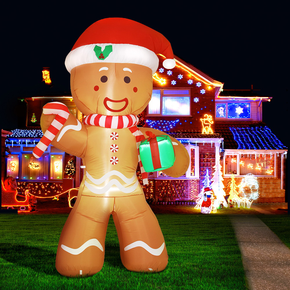 Jingle Jollys Christmas Inflatable Gingerbread Man 2.4M Illuminated Decorations view 8