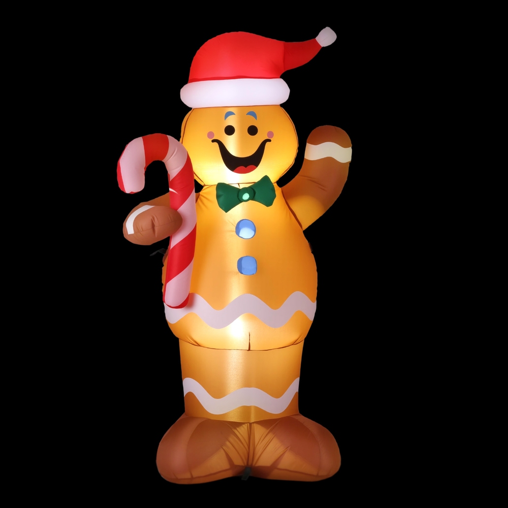 Jingle Jollys Christmas Inflatable Gingerbread Man 1.5M Height LED Decorations view 4