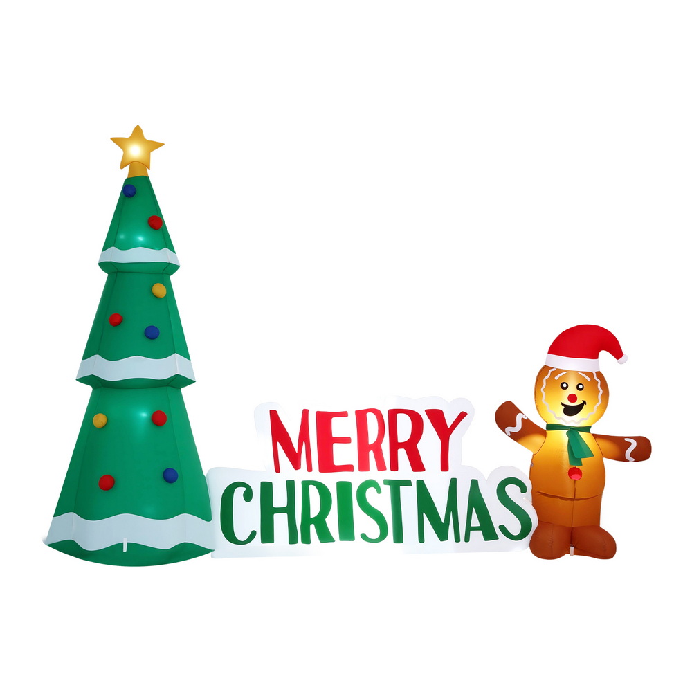 Jingle Jollys Christmas Inflatable Gingerbread Man Tree LED Illuminated — image 1