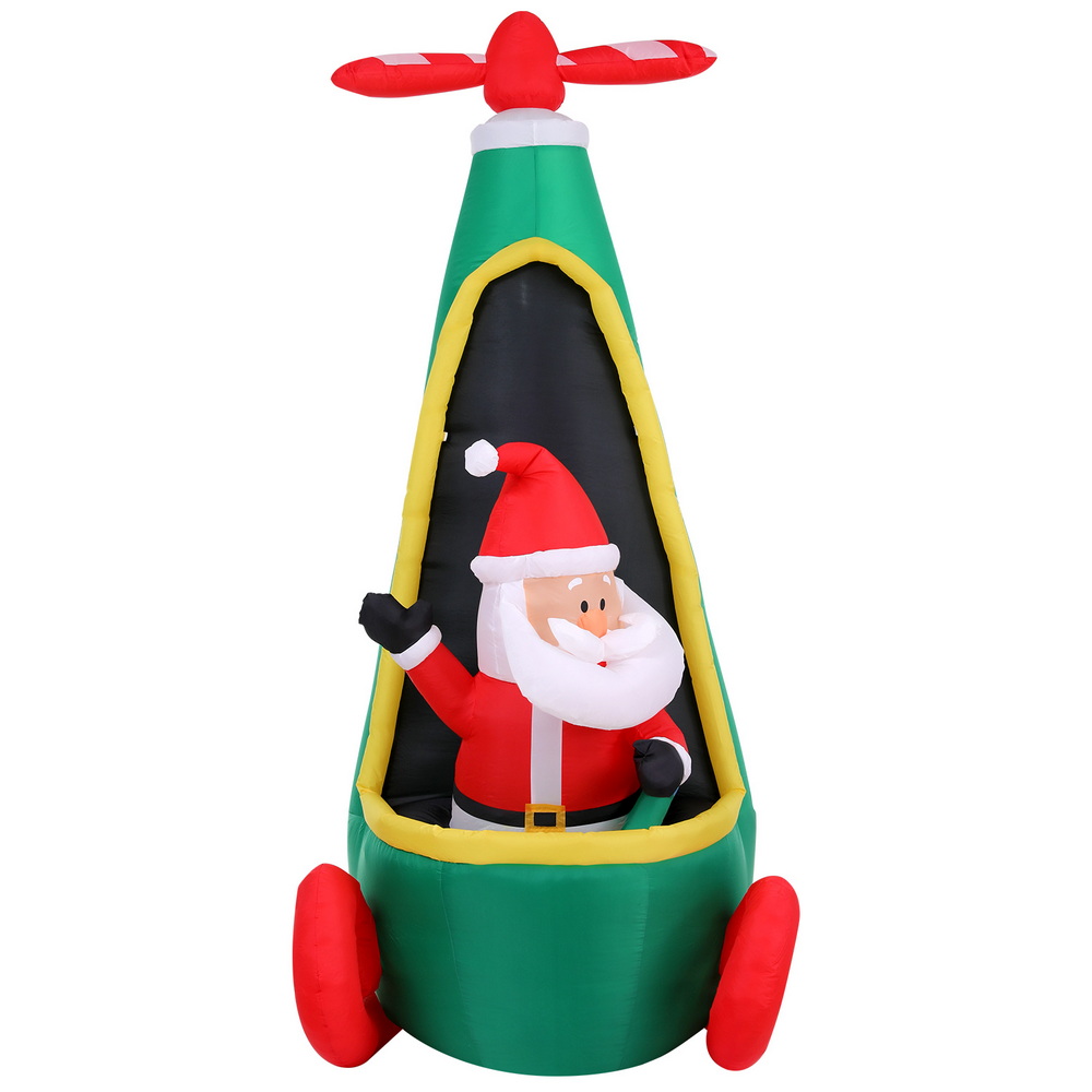 Jingle Jollys Christmas Inflatable Santa in Helicopter 2.55M Height LED view 3