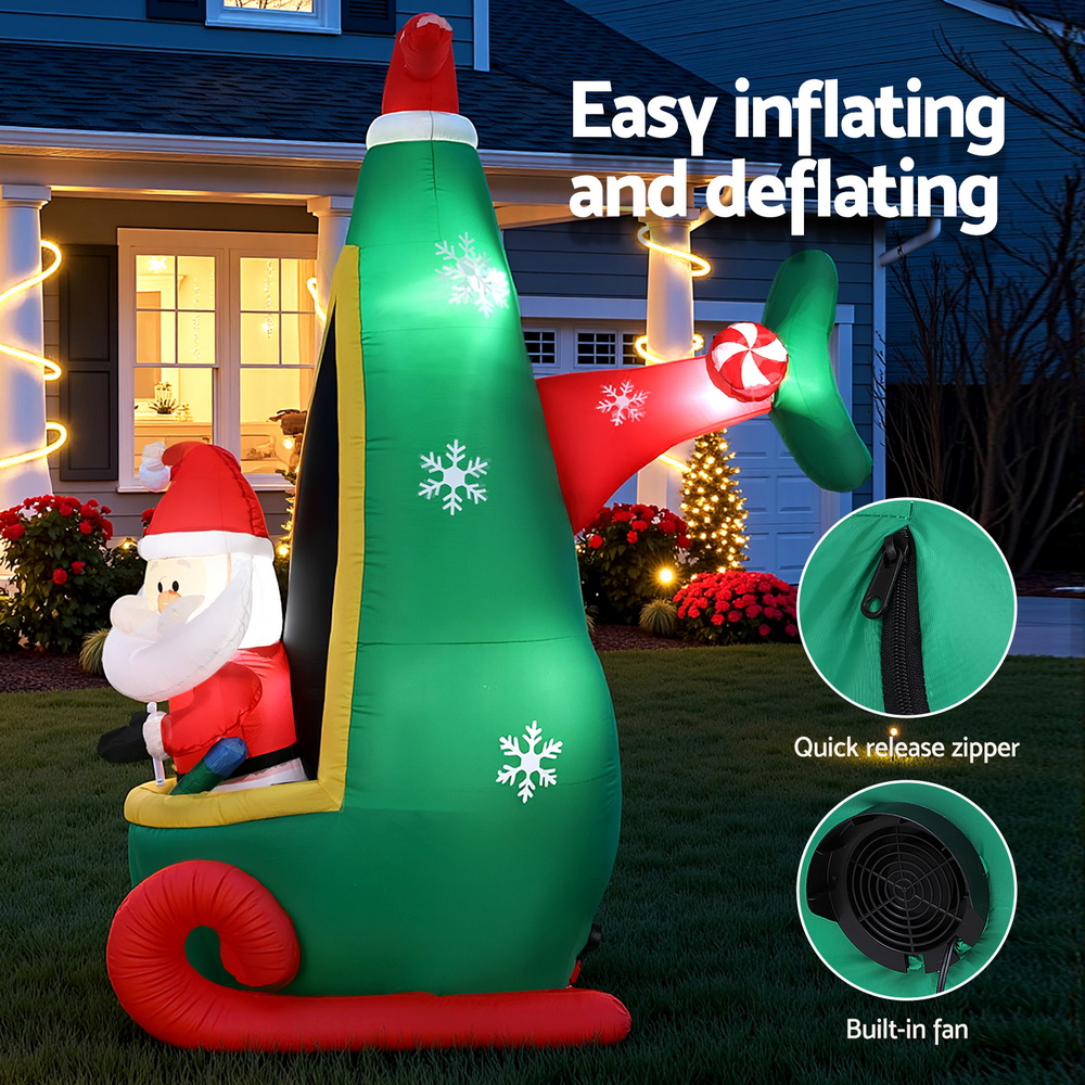 Jingle Jollys Christmas Inflatable Santa in Helicopter 2.55M Height LED view 5