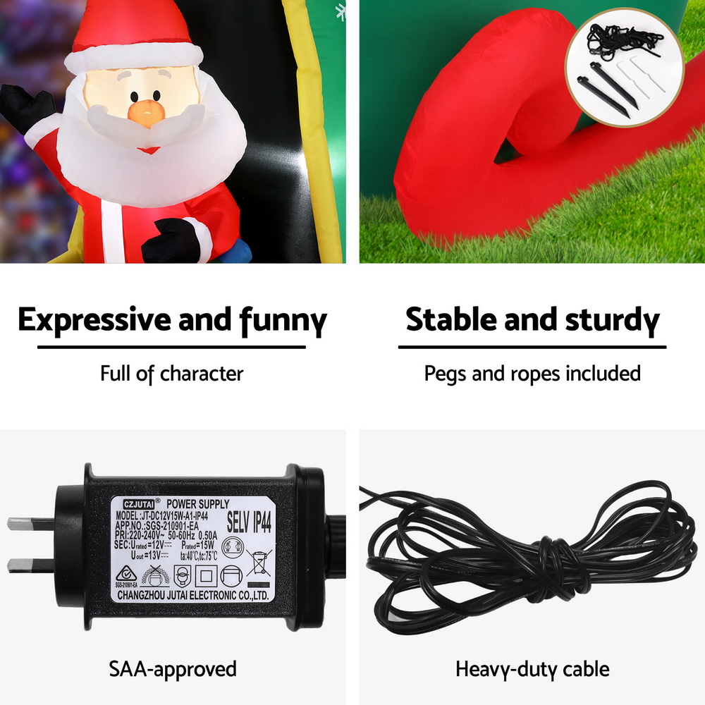 Jingle Jollys Christmas Inflatable Santa in Helicopter 2.55M Height LED view 6