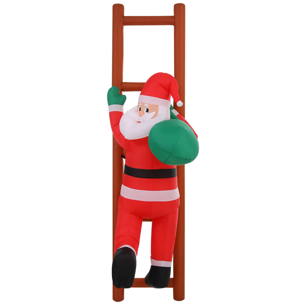 Jingle Jollys Christmas Inflatable Santa Climbing Ladder 2.45M Height LED view 3