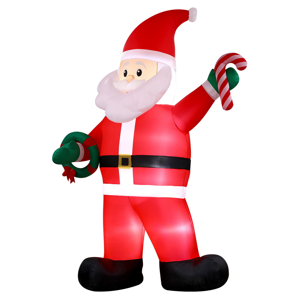 Jingle Jollys Christmas Inflatable Giant Santa 3.8M Height LED Illuminated view 3