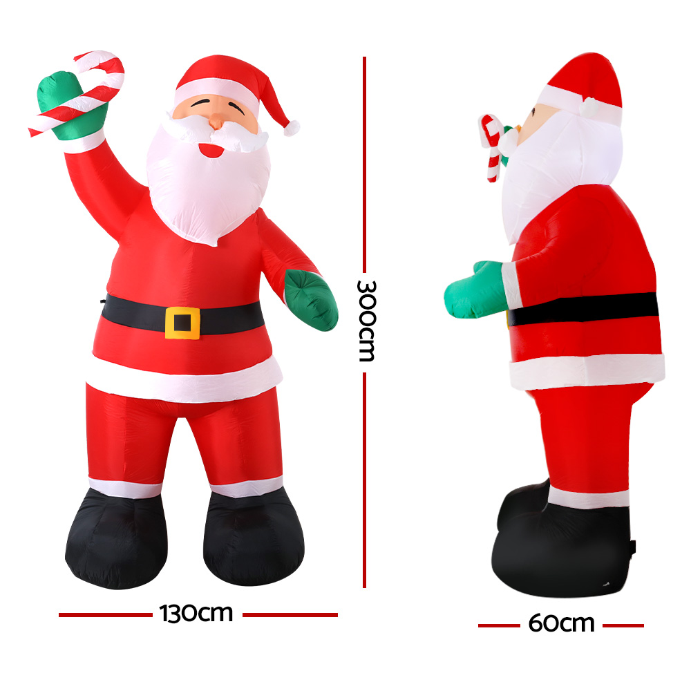 Jingle Jollys Christmas Inflatable Santa 3M Illuminated Decorations view 2