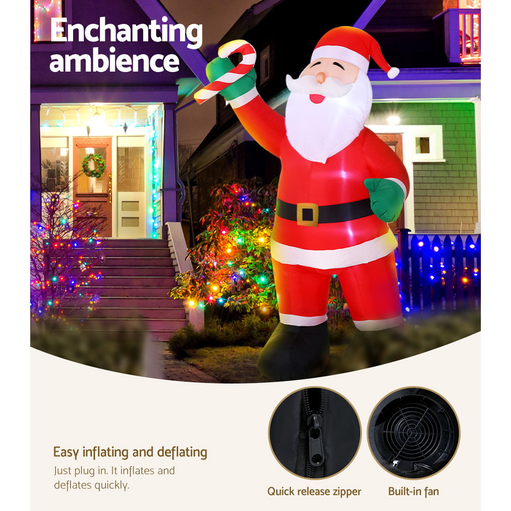 Jingle Jollys Christmas Inflatable Santa 3M Illuminated Decorations view 6