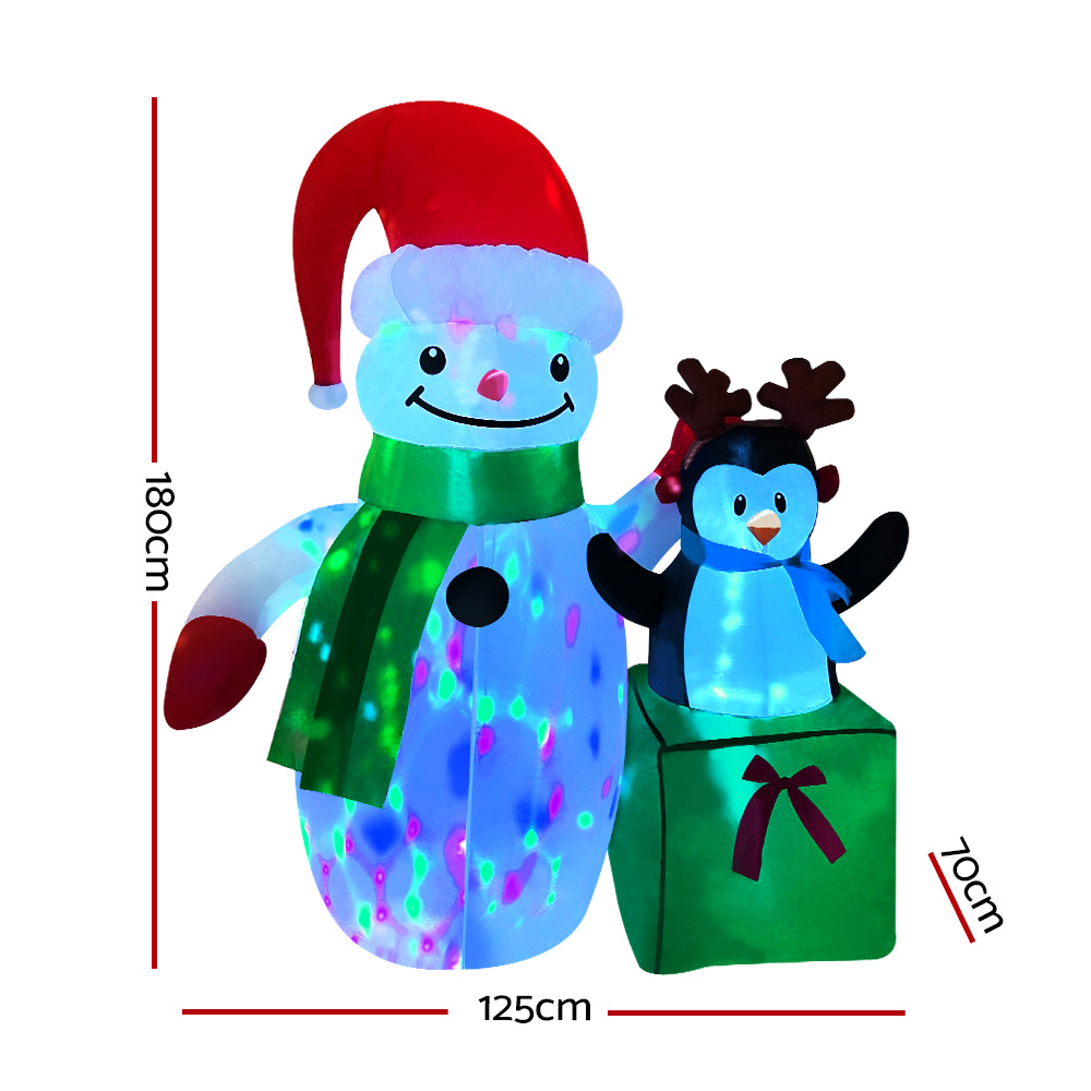 Jingle Jollys Christmas Inflatable Snowman 1.8M Illuminated Decorations view 2
