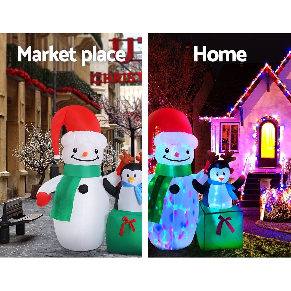 Jingle Jollys Christmas Inflatable Snowman 1.8M Illuminated Decorations view 5