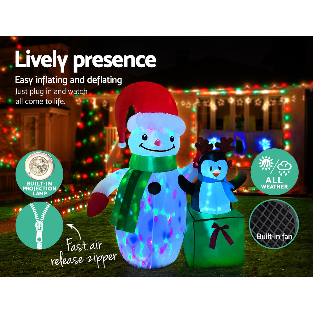 Jingle Jollys Christmas Inflatable Snowman 1.8M Illuminated Decorations view 6