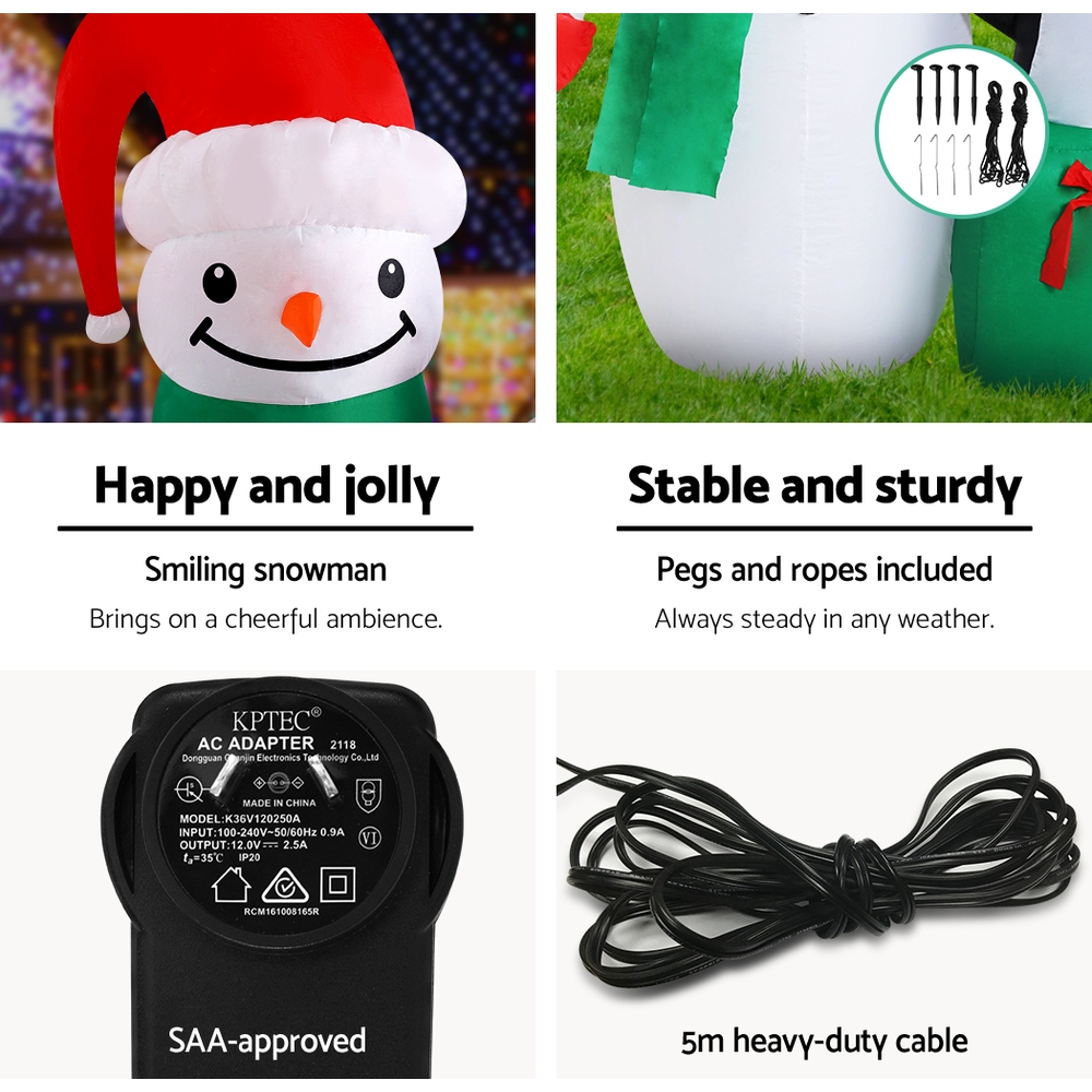 Jingle Jollys Christmas Inflatable Snowman 1.8M Illuminated Decorations view 7