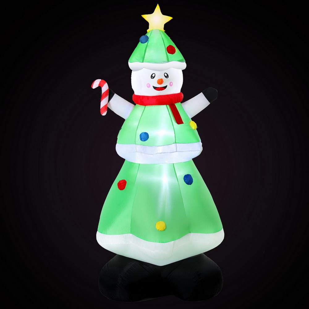 Jingle Jollys Christmas Inflatable Snowman Tree 2.75M Height LED Decorations view 2
