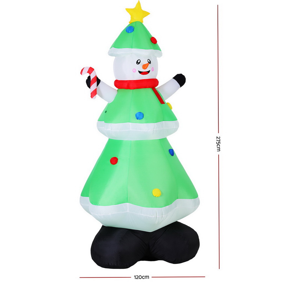 Jingle Jollys Christmas Inflatable Snowman Tree 2.75M Height LED Decorations view 3