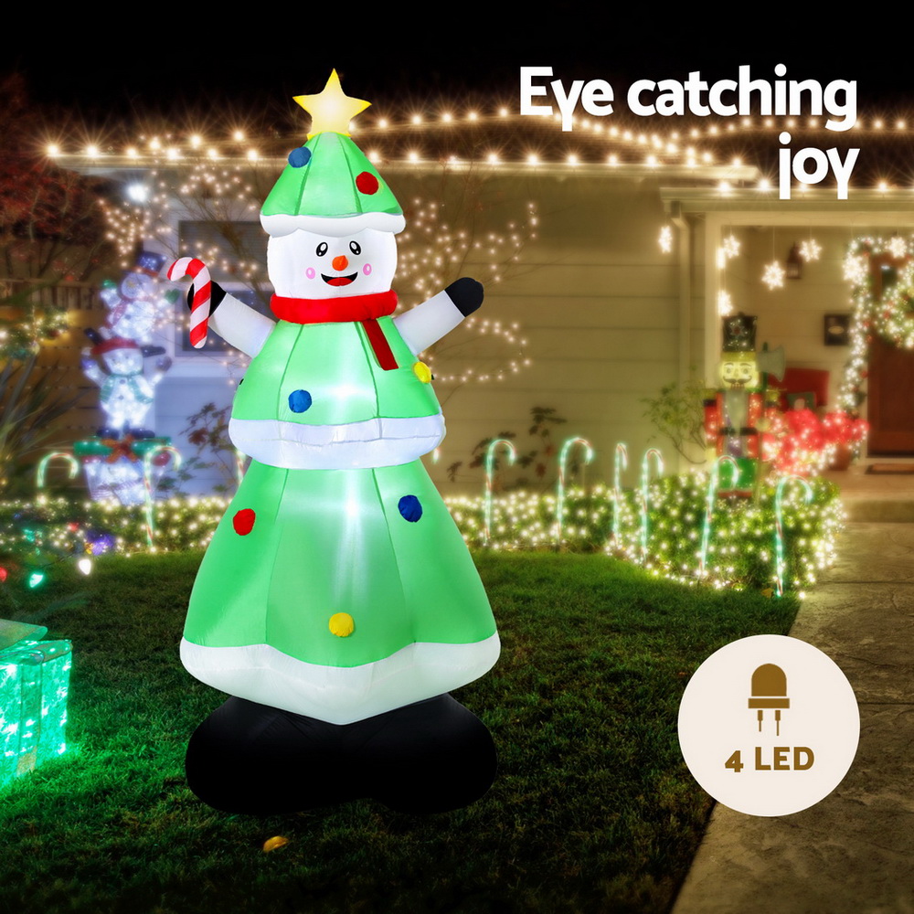 Jingle Jollys Christmas Inflatable Snowman Tree 2.75M Height LED Decorations view 4