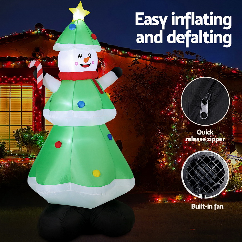 Jingle Jollys Christmas Inflatable Snowman Tree 2.75M Height LED Decorations view 5