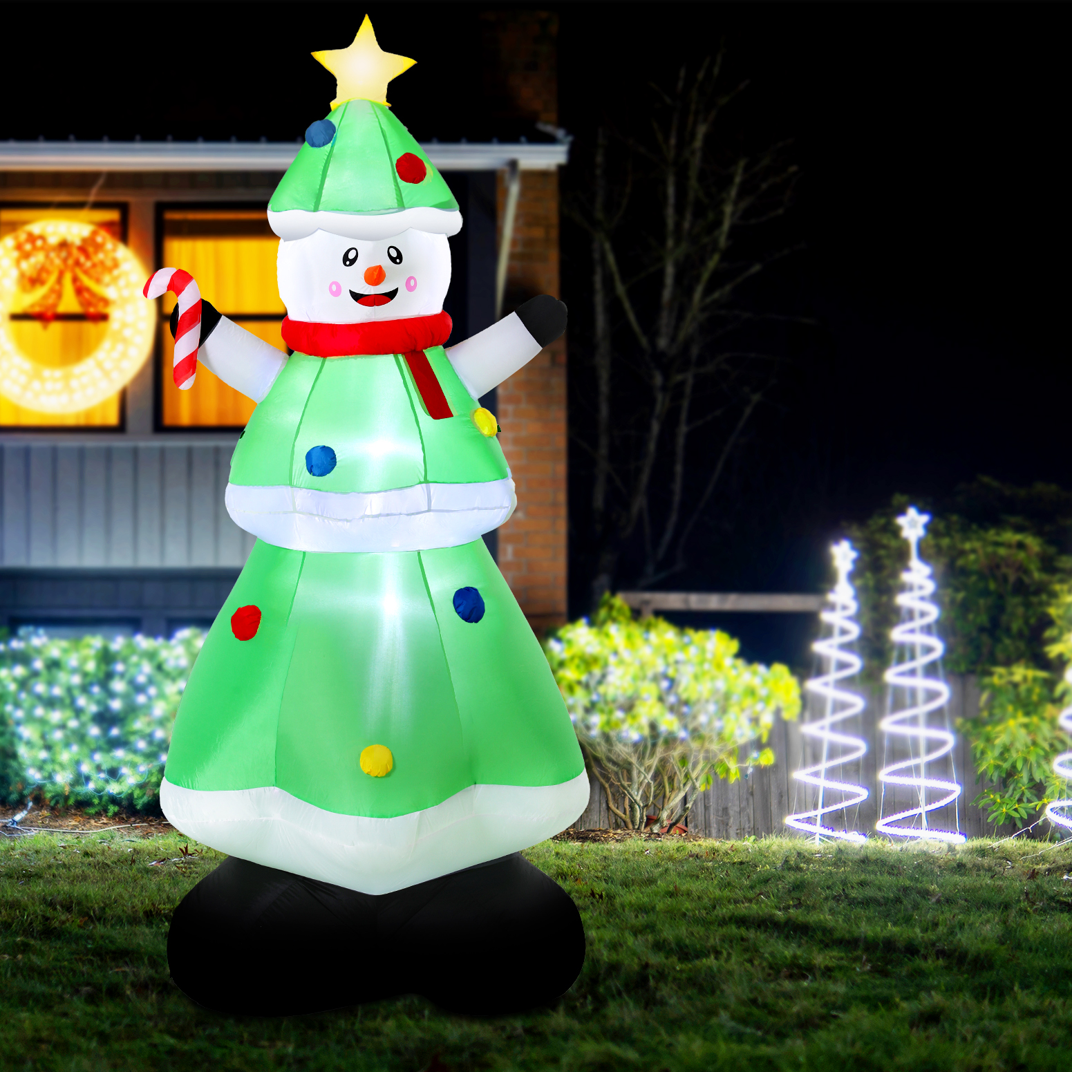 Jingle Jollys Christmas Inflatable Snowman Tree 2.75M Height LED Decorations view 7