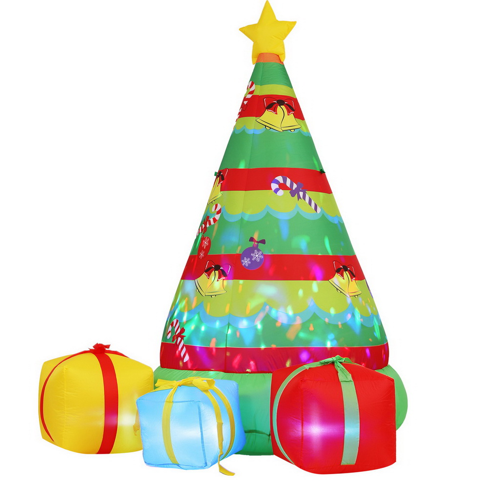 Jingle Jollys Christmas Inflatable Gift Tree 2.2M Height Flashing Light — image 1