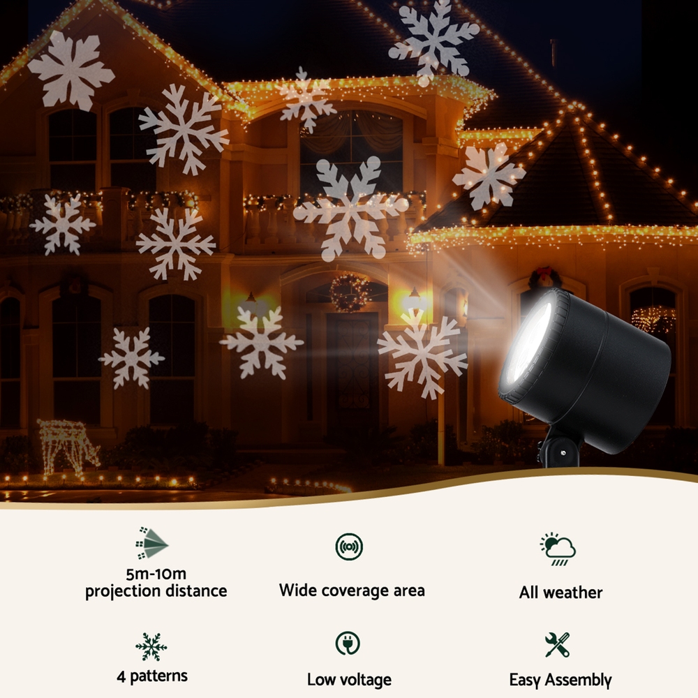 Jingle Jollys Christmas Lights Laser Light Snowflake Projector Indoor Outdoor view 4