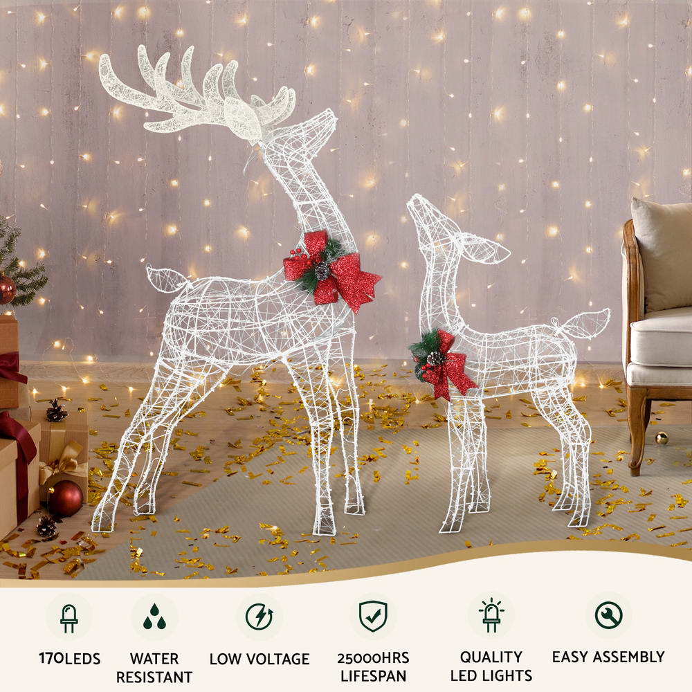 Jingle Jollys Christmas Lights 2pcs Reindeer Set Fairy Light 170 LED Decorations view 4