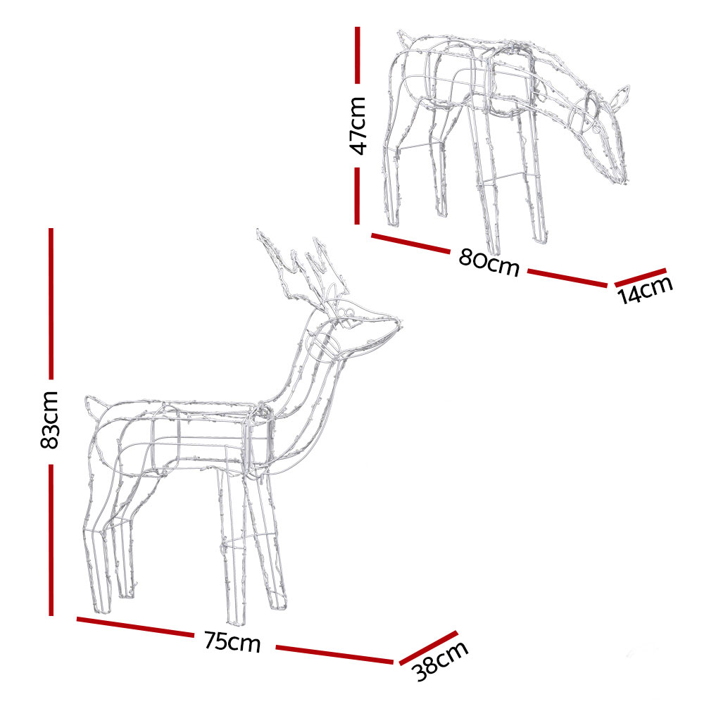Jingle Jollys Christmas Lights 2 Pcs Reindeers 200 LED Decorations view 2