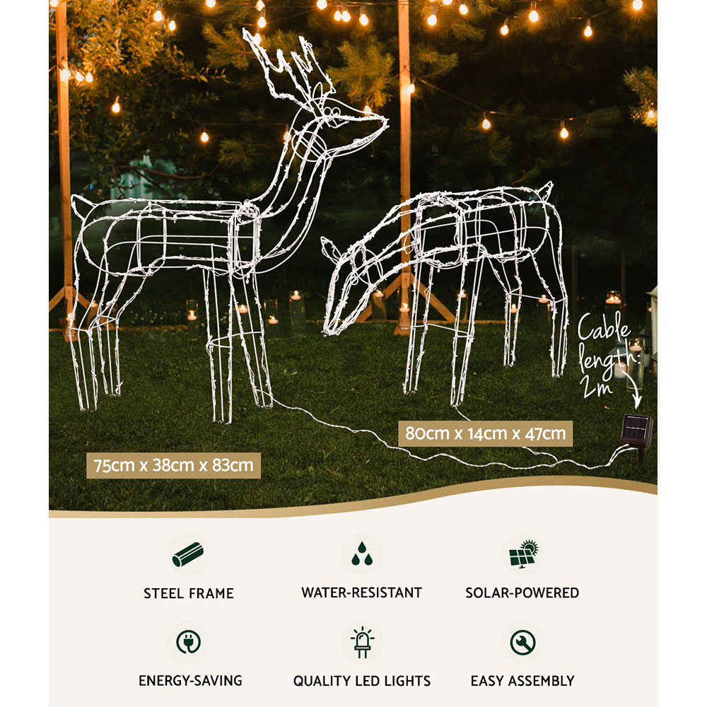 Jingle Jollys Christmas Lights 2 Pcs Reindeers 200 LED Decorations view 3