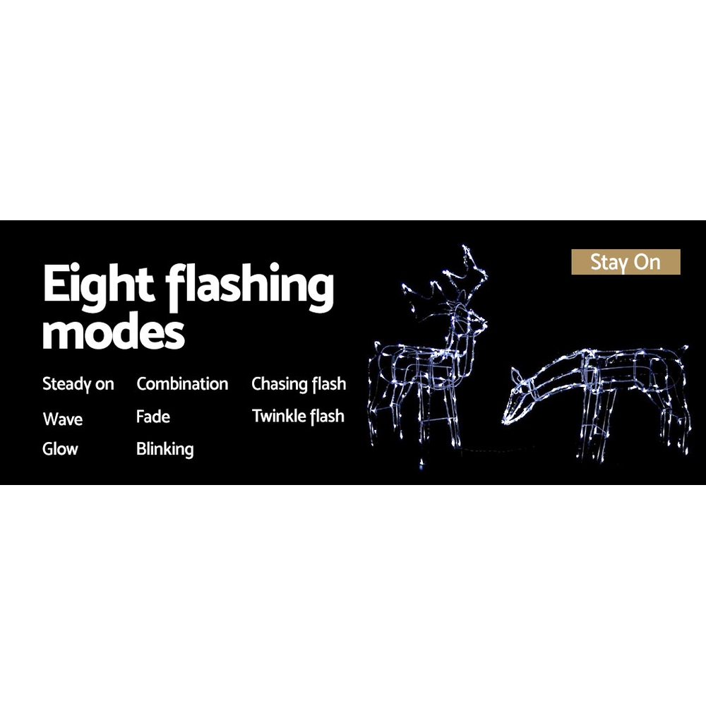 Jingle Jollys Christmas Lights 2 Pcs Reindeers 200 LED Decorations view 6