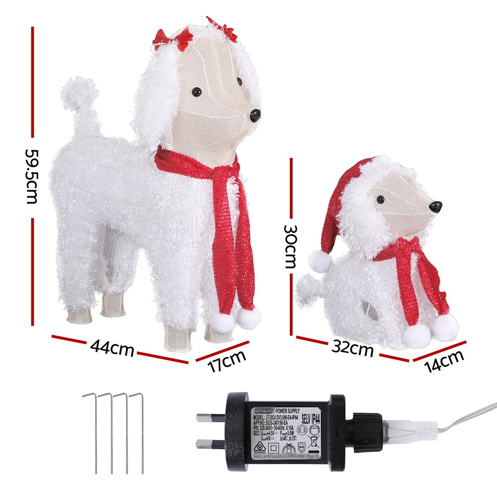Jingle Jollys Christmas Lights 60 LED Fairy Light 2pcs Dog Decorations Set view 2