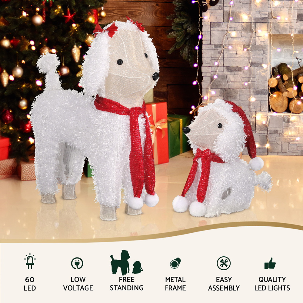 Jingle Jollys Christmas Lights 60 LED Fairy Light 2pcs Dog Decorations Set view 4