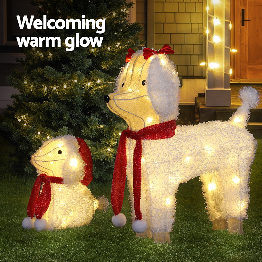 Jingle Jollys Christmas Lights 60 LED Fairy Light 2pcs Dog Decorations Set view 5