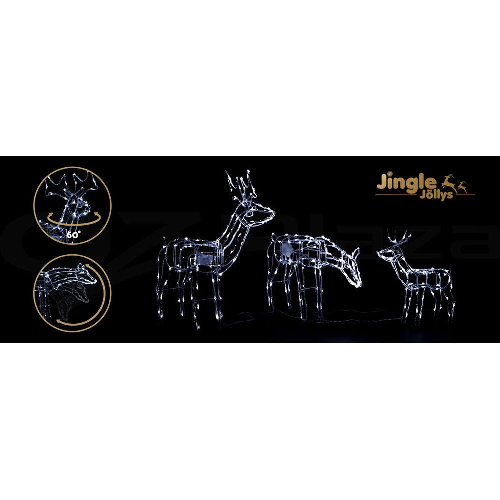 Jingle Jollys Christmas Lights 3 Pcs Reindeers 250 LED Decorations view 6