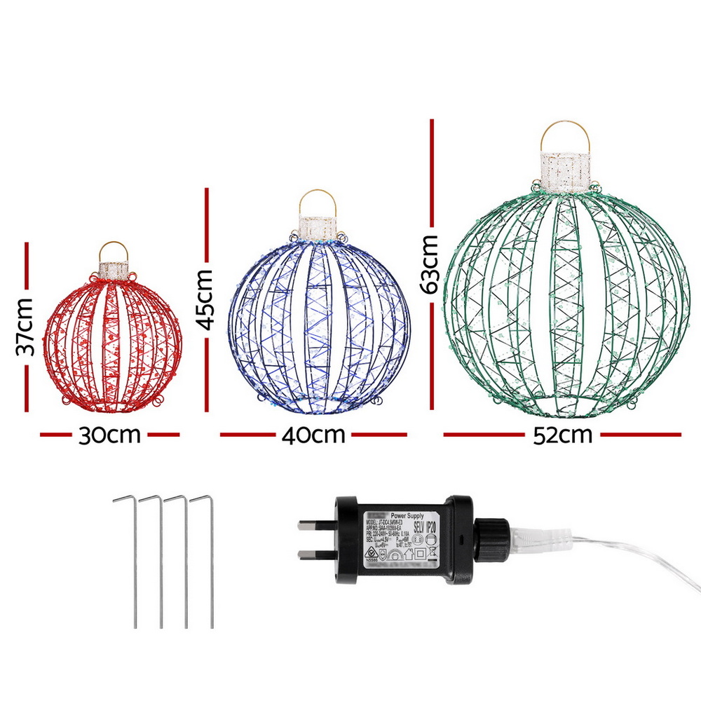 Jingle Jollys Christmas Lights 320 LED Fairy Light 3pcs Ball Decorations Set view 2