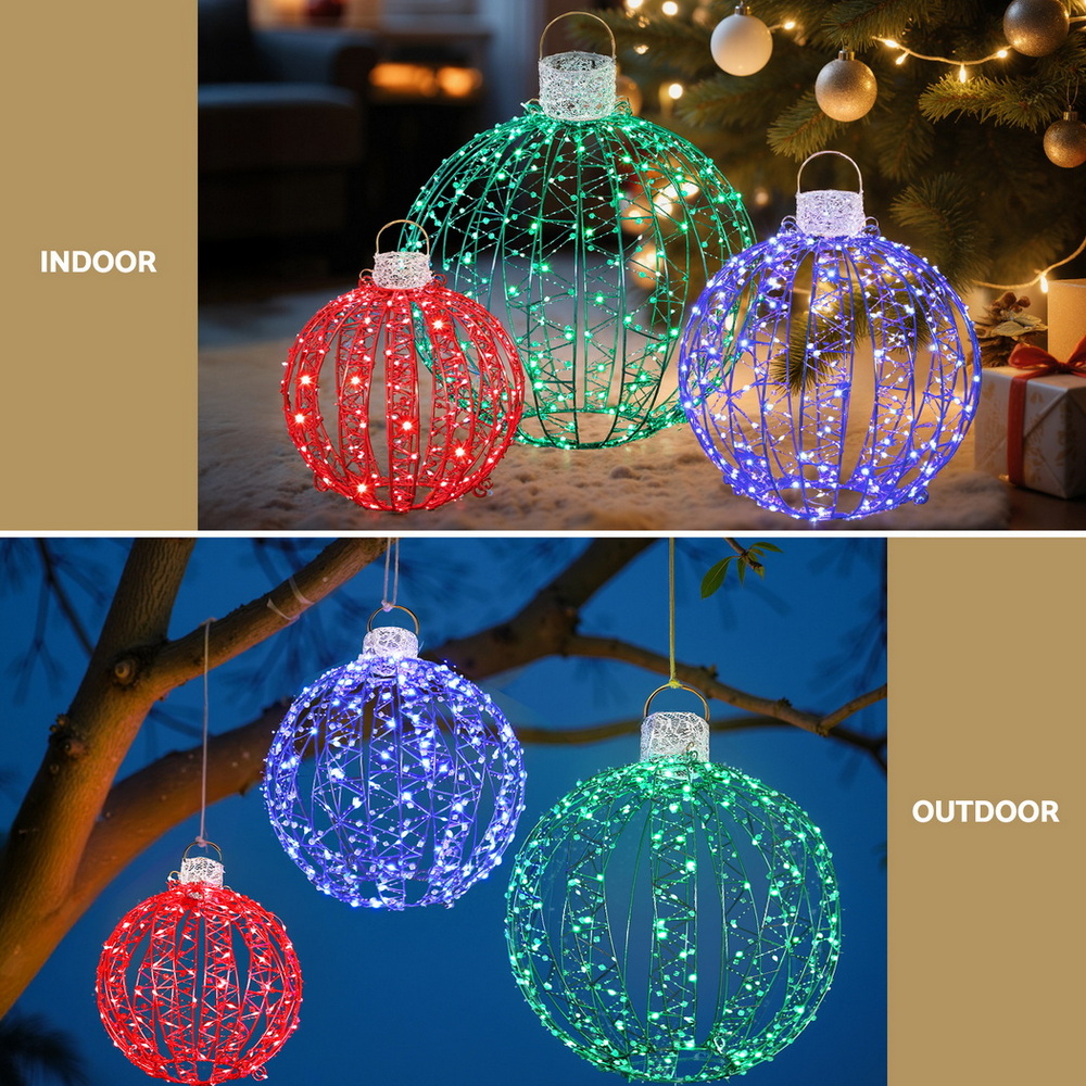 Jingle Jollys Christmas Lights 320 LED Fairy Light 3pcs Ball Decorations Set view 5