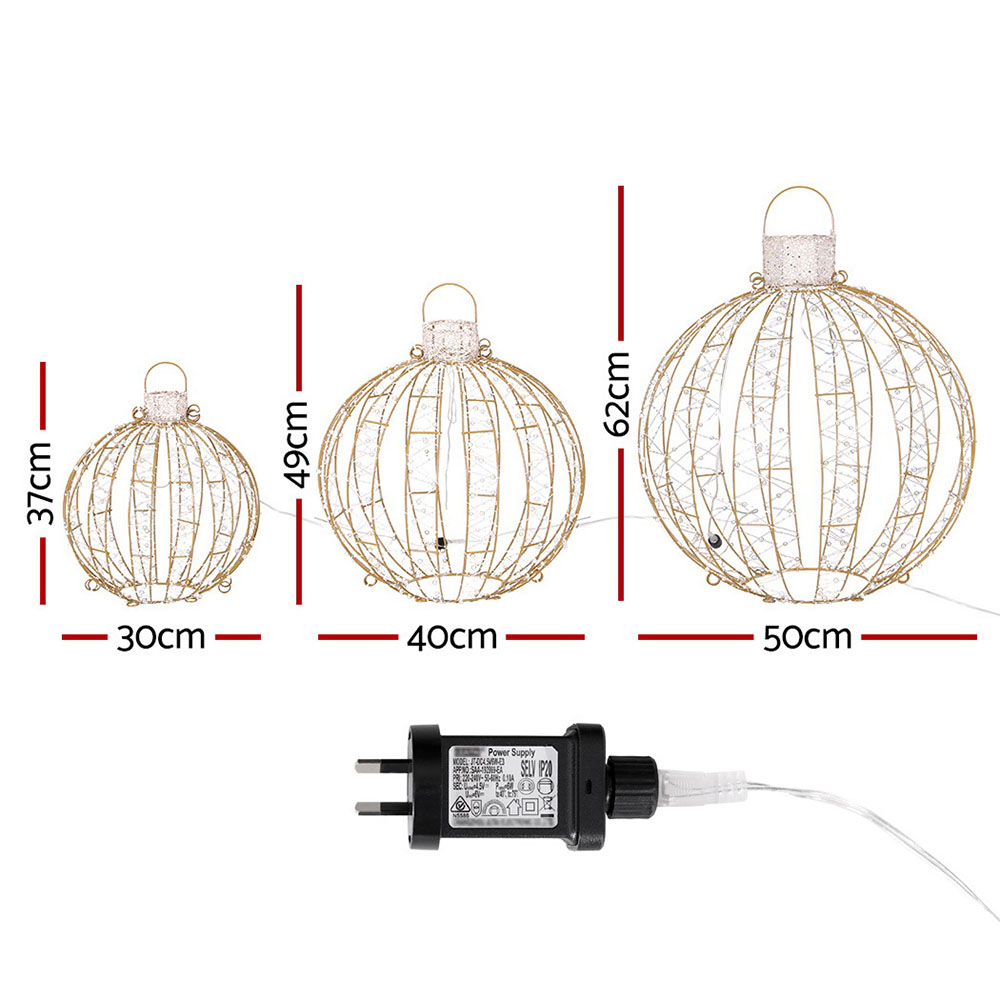 Jingle Jollys Christmas Lights 360 LED Fairy Light 3pcs Ball Decorations Set view 2