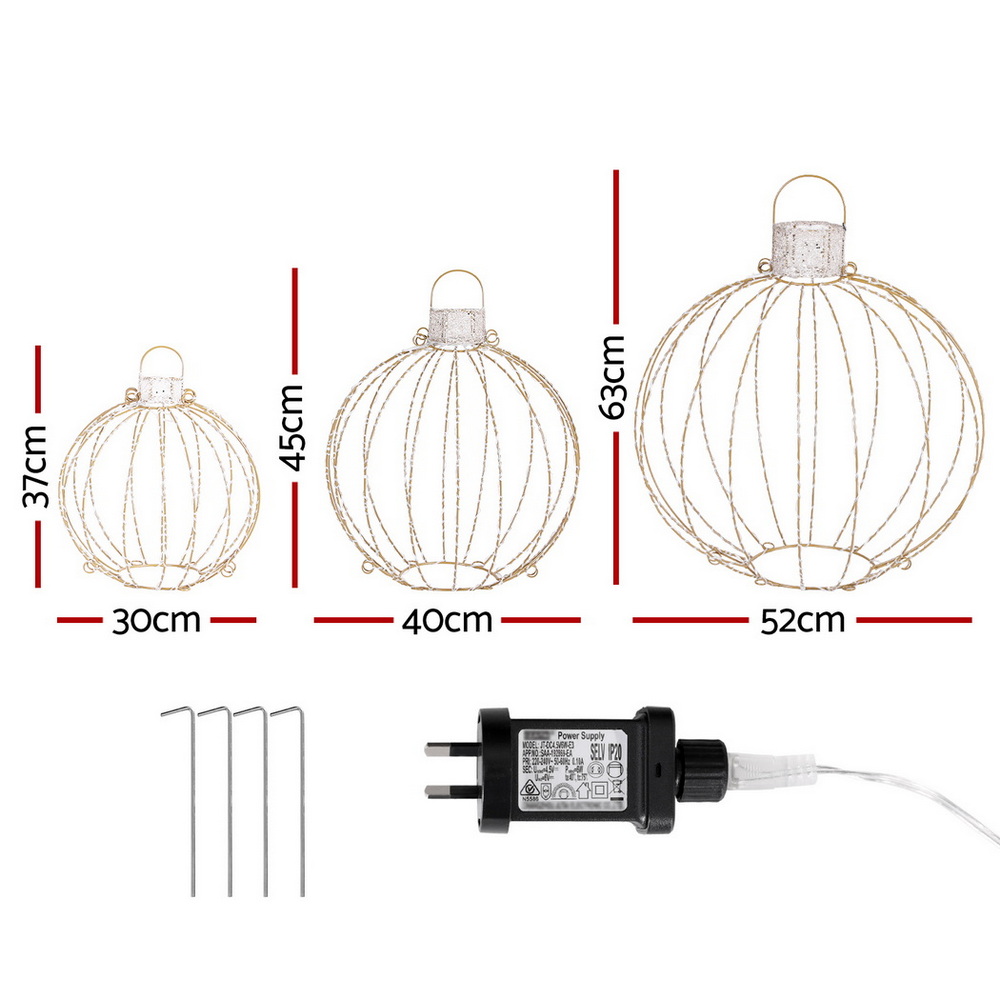 Jingle Jollys Christmas Lights 320 LED Fairy Light 3pcs Ball Decorations Set view 2