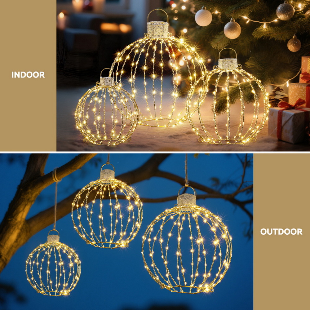Jingle Jollys Christmas Lights 320 LED Fairy Light 3pcs Ball Decorations Set view 5