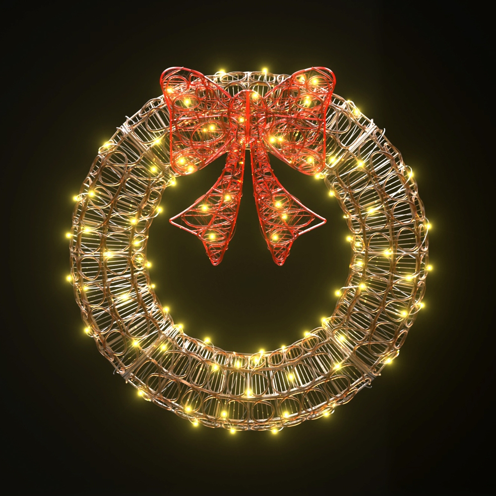 Jingle Jollys Christmas Lights 60cm Motif 160 LED Solar Wreath Xmas Decorations — image 1