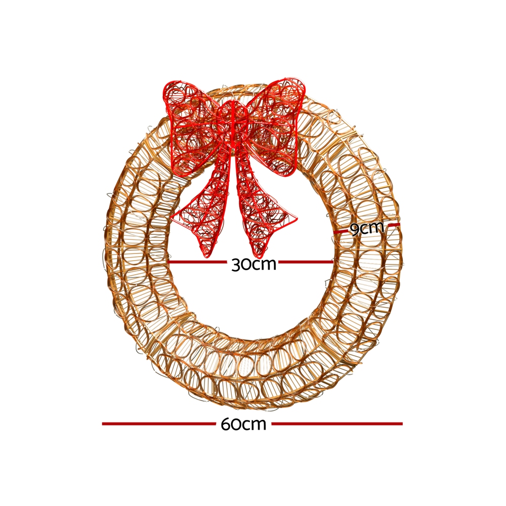 Jingle Jollys Christmas Lights 60cm Motif 160 LED Solar Wreath Xmas Decorations view 2